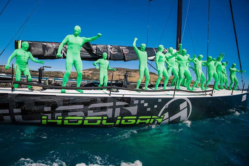 The crew of Hooligan made a big impression in the Presentation Parade before the serious racing got underway for the day - Hamilton Island Race Week 2019 - photo © Craig Greenhill / www.saltydingo.com.au