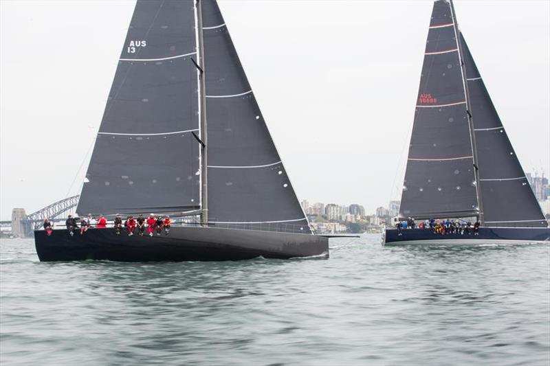Chinese Whisper (left) in the early stages of their battle with rival No Limit as they make their way up Sydney Harbour photo copyright Hamish Hardy, CYCA taken at Cruising Yacht Club of Australia and featuring the IRC class