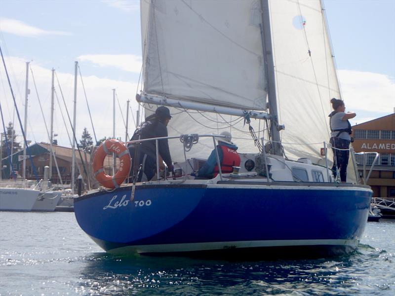 Here I am steering Lelo Too for the first time - photo © Tom Burden