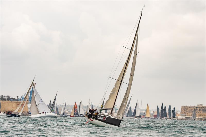 Courrier Recommandé in action at the start of the 2018 Rolex Middle Sea Race photo copyright Rolex / Kurt Arrig taken at Royal Malta Yacht Club and featuring the IRC class