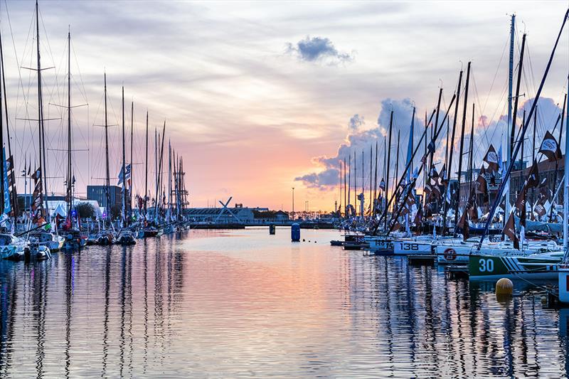 Boats are displayed in the Bassin Paul Vatine during pre-start of the Transat Jacques Vabre , duo sailing race from Le Havre, France, to Salvador de Bahia, Brazil, on October 19, in Le Havre, France. - photo © Jean-Louis Carli / Alea