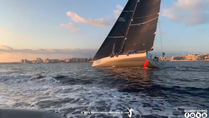 Rambler approaching Valletta - Rolex Middle Sea Race 2019 photo copyright Nic Douglass / www.AdventuresofaSailorGirl.com taken at Royal Malta Yacht Club and featuring the IRC class