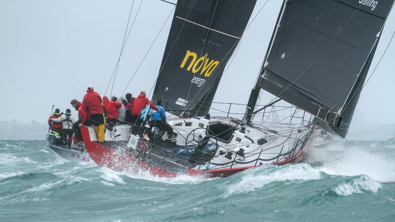Miss Scarlett chases Anarchy (to windward) - PIC Coastal Classic - Start - Waitemata Harbour - October 25, 2019 photo copyright Richard Gladwell / Sail-World.com taken at New Zealand Multihull Yacht Club and featuring the IRC class