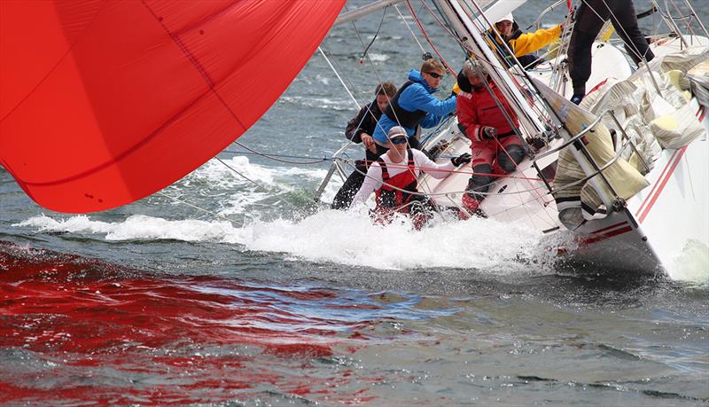 Invincible broaches during the Tasmanian Yachting Championship photo copyright Peter Watson taken at Derwent Sailing Squadron and featuring the IRC class