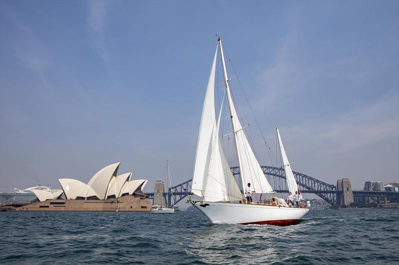 Sparkman and Stephens Windrose and the Opera House and Sydney Harbour Bridge photo copyright Dallas Kilponen taken at Cruising Yacht Club of Australia and featuring the IRC class