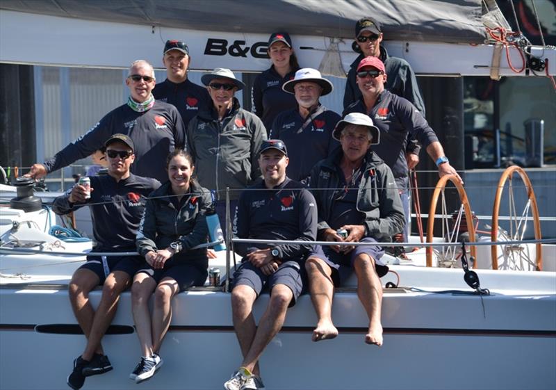 Dream crew at Launceston to Hobart Race Finish photo copyright Colleen Darcey taken at Derwent Sailing Squadron and featuring the IRC class