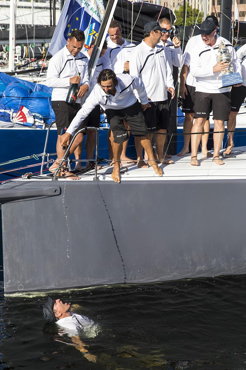 After the plunge comes the toast for Will Oxley photo copyright Andrea Francolini taken at Royal Yacht Club of Tasmania and featuring the IRC class