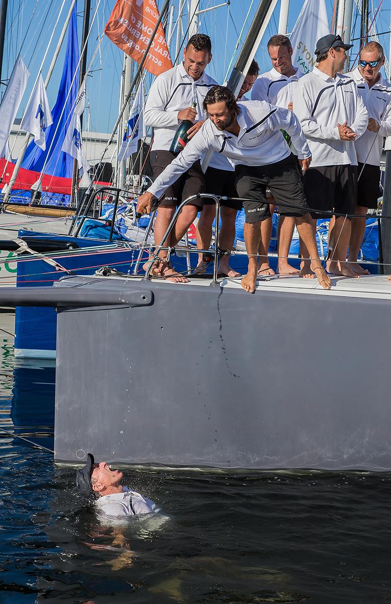 Will Oxley takes a dip and a sip! photo copyright Crosbie Lorimer taken at Royal Yacht Club of Tasmania and featuring the IRC class