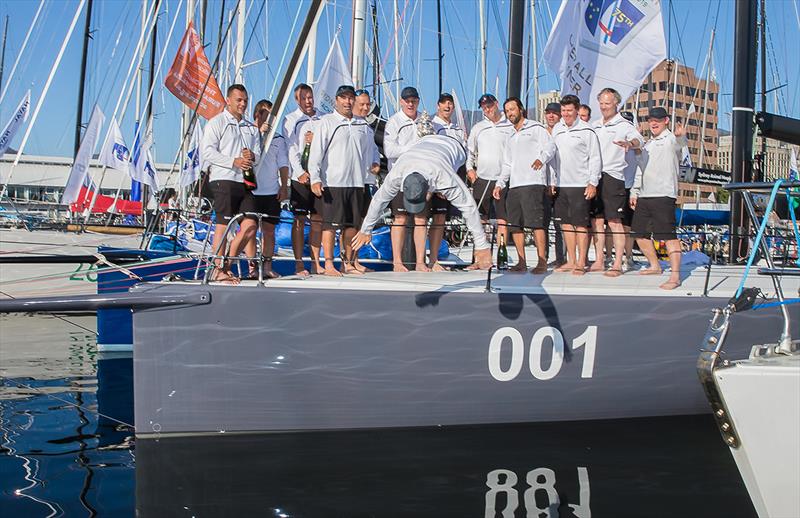 Will Oxley takes one for the team photo copyright Crosbie Lorimer taken at Royal Yacht Club of Tasmania and featuring the IRC class
