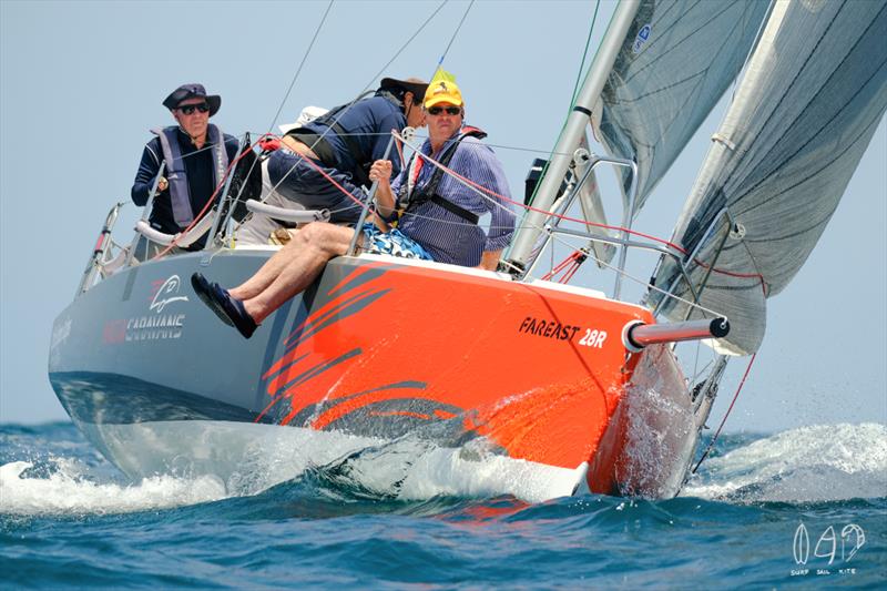 Fareast 28R with a bit of work to do to catch up to Chicken Lips - Bartercard Sail Paradise 2020  photo copyright Mitch Pearson / Surf Sail Kite taken at  and featuring the IRC class