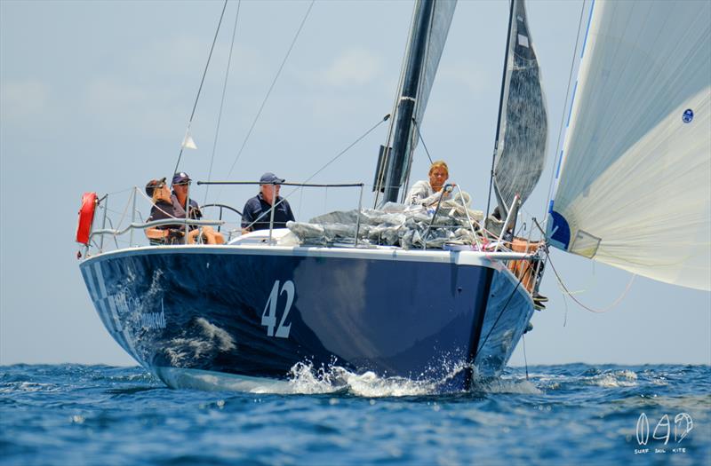 Black diamond slipping effortlessly through the water on the downwind run - Bartercard Sail Paradise 2020 - photo © Mitch Pearson / Surf Sail Kite