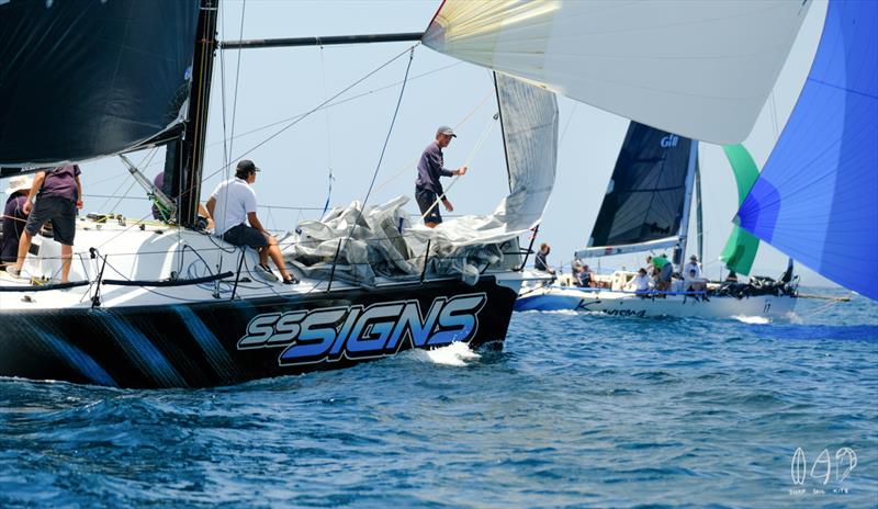 Kerrisma keeping a lead over the bigger Lambourdini - Bartercard Sail Paradise 2020 photo copyright Mitch Pearson / Surf Sail Kite taken at  and featuring the IRC class