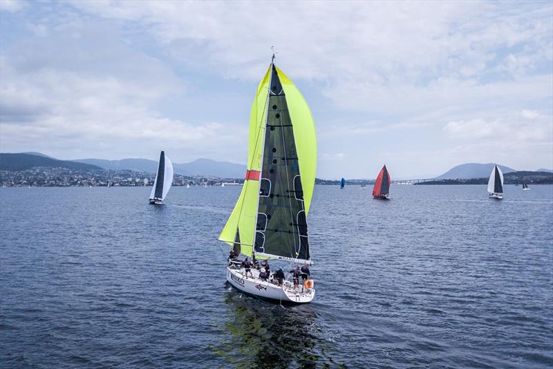 Mako sailing downwind on Day One of the Australian Yachting Championships, hosted by Royal Yacht Club of Tasmania photo copyright Beau Outteridge / Australian Sailing taken at Royal Yacht Club of Tasmania and featuring the IRC class