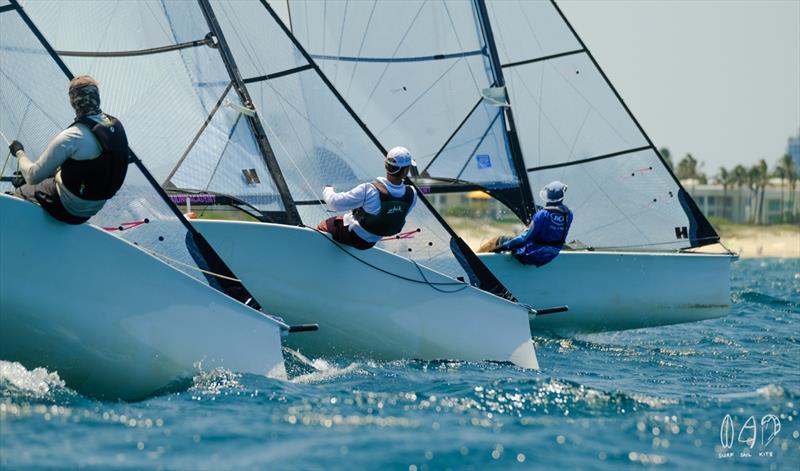 The skud class having a great tussle at the startline - Bartercard Sail Paradise 2020 - Day 3 photo copyright Mitch Pearson / Surf Sail Kite taken at  and featuring the IRC class