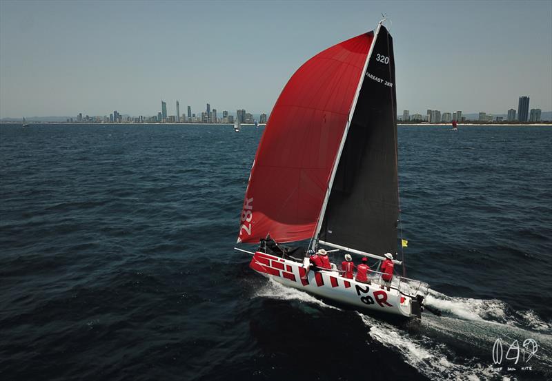 Far East 28 planing nicely towards Broadbeach - Bartercard Sail Paradise 2020 - Day 3 photo copyright Mitch Pearson / Surf Sail Kite taken at  and featuring the IRC class