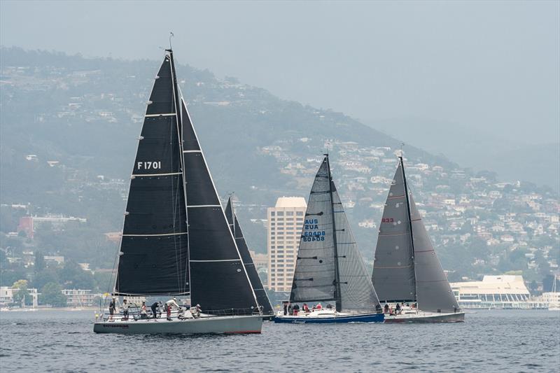 Enterprise, Soozal and Chutzpah against Hobart backdrop - Australian Yachting Championships 2020 photo copyright Beau Outteridge taken at Royal Yacht Club of Tasmania and featuring the IRC class