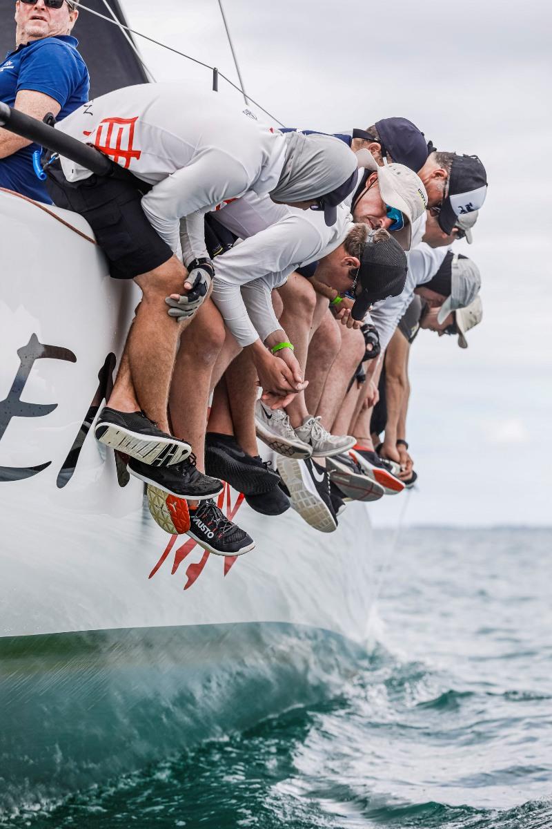 Zen crew on the rail photo copyright Salty Dingo taken at Royal Geelong Yacht Club and featuring the IRC class