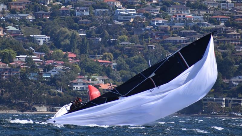 Chris Sheehan's Assagai may have wiped out here but they had a strong day on the water - 2020 Banjo's Shoreline Crown Series Bellerive Regatta photo copyright Jane Austin taken at Bellerive Yacht Club and featuring the IRC class