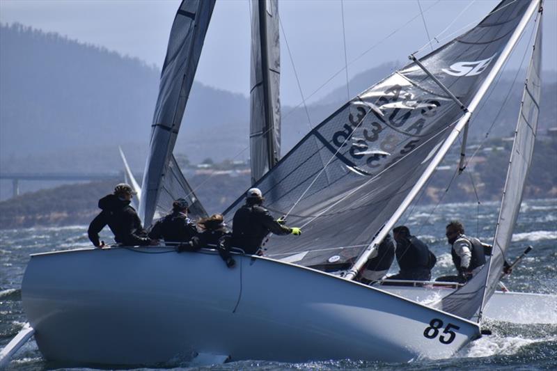 Obi Kenobi (Charlie Goodfellow) comes off second best after a collision with Aeolus (Brett Cooper) - 2020 Banjo's Shoreline Crown Series Bellerive Regatta photo copyright Jane Austin taken at Bellerive Yacht Club and featuring the IRC class