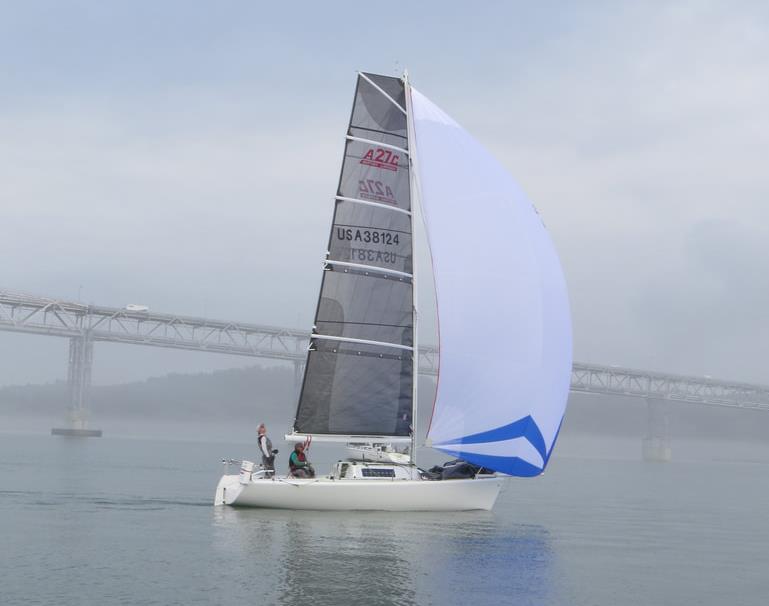 The winning boat passing Red Rock. Here is “io”, Buzz Blackett's brand-new carbon Antrim 27 on its maiden race. Clockwise was their winning strategy - 2020 Three Bridge Fiasco photo copyright Susan Burden taken at Golden Gate Yacht Club and featuring the IRC class