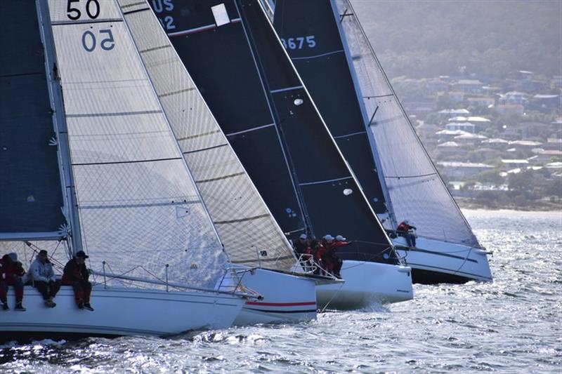 Performance Cruising Keelboats Division One are tight on the start line in the Banjo's Shoreline Crown Series Bellerive Regatta - photo © Jane Austin