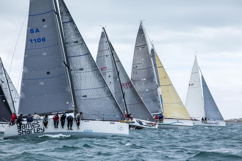 Division one racing off the start line in 2017 Teakle Classic Adelaide to Port Lincoln Yacht Race photo copyright Take 2 Photography taken at Port Lincoln Yacht Club and featuring the IRC class