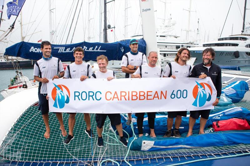 On board Maserati (ITA) - Guido Broggi, Ronan Cointo, Carlos Hernandez, Oliver Herrera Perez, Nico Malingri , Matteo Soldini, Giovanni Soldini - RORC Caribbean 600 photo copyright Arthur Daniel / RORC taken at Royal Ocean Racing Club and featuring the IRC class