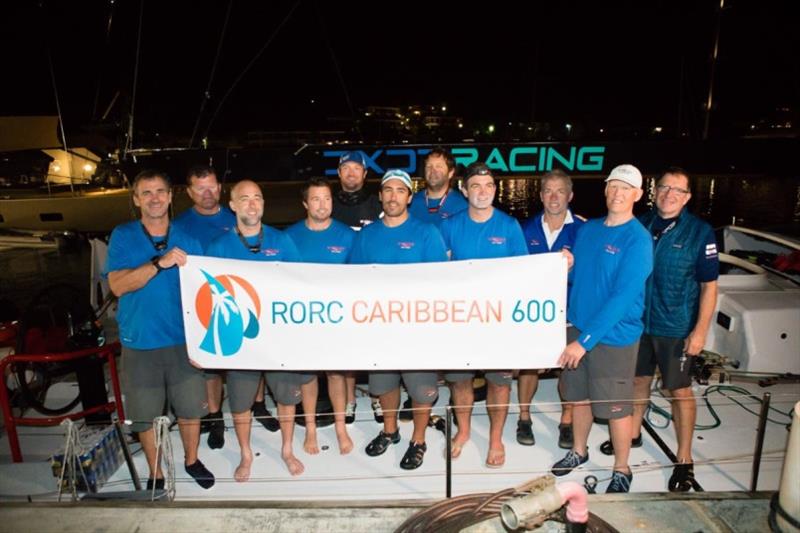 Team Wizard dockside after taking Monohull Line Honours in the 2020 RORC Caribbean 600  Team Wizard: Peter Askew, Chris Maxted, Richard Clarke, Charlie Enright, Joseph Fanelli, Robert Greenhalgh, Phillip Harmer, Robbie Kane, William Oxley, Mark Towill photo copyright RORC / Arthur Daniel taken at Royal Ocean Racing Club and featuring the IRC class