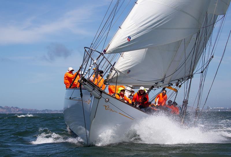 The uniquely-outfitted crew of MAYAN put in work during the 2019 Rolex Big Boat Series photo copyright Sharon Green/Rolex taken at St. Francis Yacht Club and featuring the IRC class