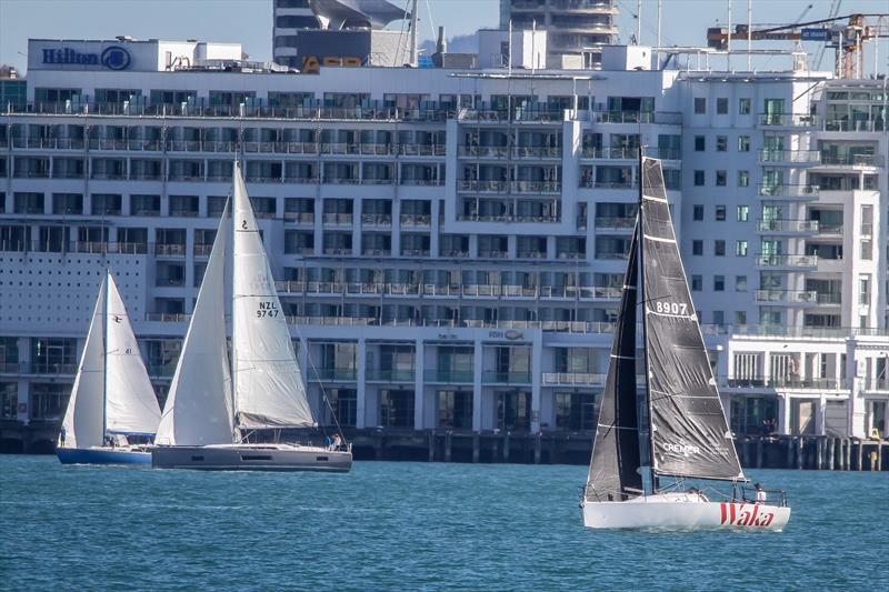 Waka beating in a light NE breeze a few minutes after the start - RNZYS Club Marine Insurance Winter Series - May 16, 2020 - photo © Richard Gladwell / Sail-World.com