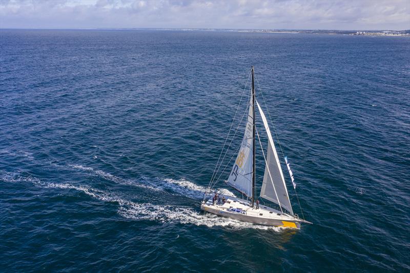 JP Dick's self-designed JP54 at the finishing line of the 2020 Route Saint-Pierre Lorient Pure Ocean Challenge  - photo © Image courtesy of the 2020 Route Saint-Pierre Lorient Pure Ocean Challenge