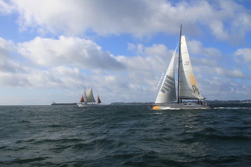 JP Dick's self-designed JP54 at the finishing line of the 2020 Route Saint-Pierre Lorient Pure Ocean Challenge  - photo © Image courtesy of the 2020 Route Saint-Pierre Lorient Pure Ocean Challenge