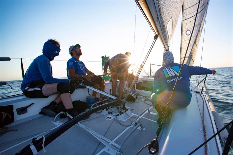 Flying Jenny rounds the final turning mark of the Monhegan Island Race photo copyright Oakcliff Sailing taken at  and featuring the IRC class