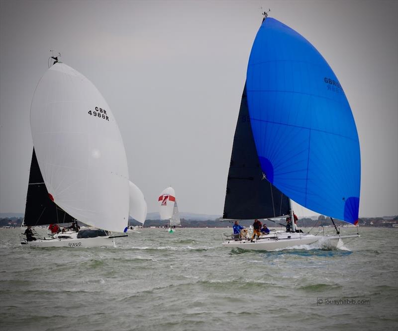 Gordon Craigen's J/105 Jacana leads on the water from Dirk & Dianne van Beek's J/88 Sabriel Jr - photo © Louay Habib / RSrnYC