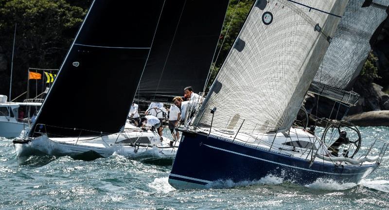 Soozal (blue hull) R2 start - Sydney Short Ocean Racing Championship 2020 - photo © Marg Fraser-Martin
