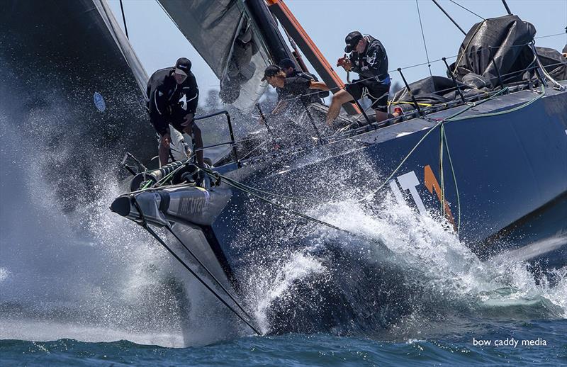 For the skilled and the brave - surefooted part of the mandatory job spec - InfoTrack - SOLAS Big Boat Challenge photo copyright Crosbie Lorimer taken at Cruising Yacht Club of Australia and featuring the IRC class