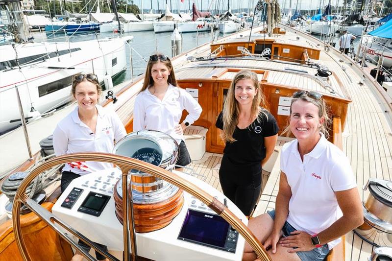 Clare Costanzo, Juliet Costanzo, Nina Curtis and Stacey Jackson on board Drumfire, which Jackson will sail in the 2020 Rolex Sydney Hobart. - photo © Salty Dingo