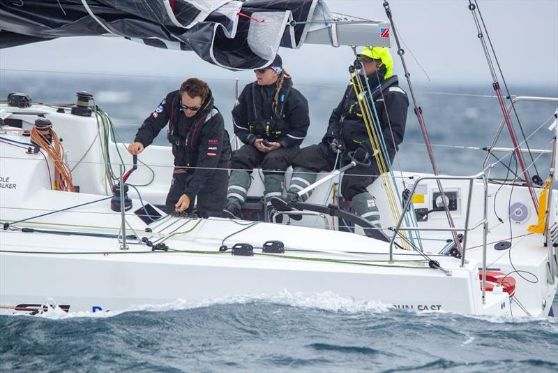 Rudder Cup winner RMS on the way to Devonport. From left, Aaron Cole, Jade Cole, Barney Walker - Rudder Cup - Melbourne to Devonport Yacht Race 2020 - photo © Steb Fisher