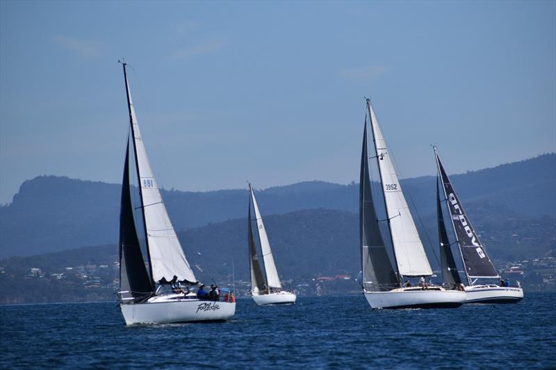 The south easterly breeze lifts some of the Division 3 fleet just after the start - Combined Clubs Summer Pennant Series - photo © Jane Austin