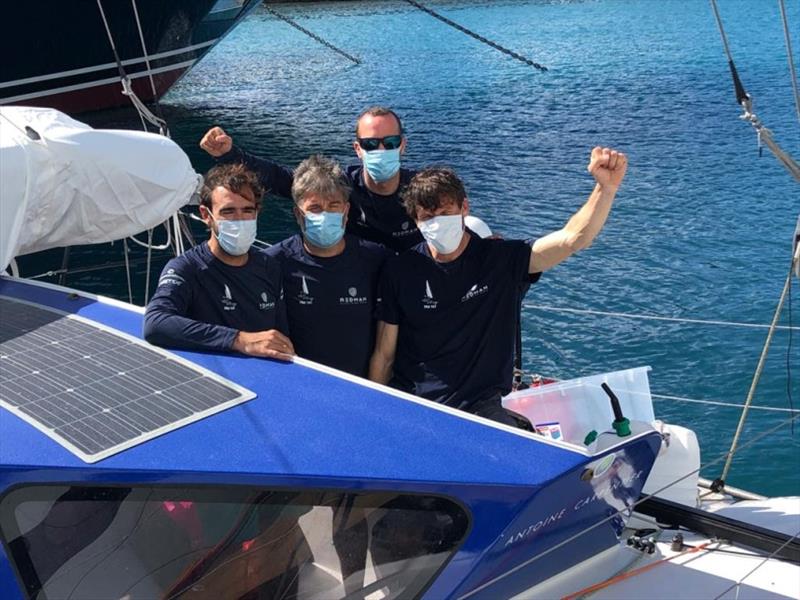 Second overall in IRC - Antoine Carpentier's Redman: L-R: Pierre Lacaze, Arnaud Aubry, Pablo Santurde, Antoine Carpentier photo copyright Helen Spooner / RORC taken at Royal Ocean Racing Club and featuring the IRC class