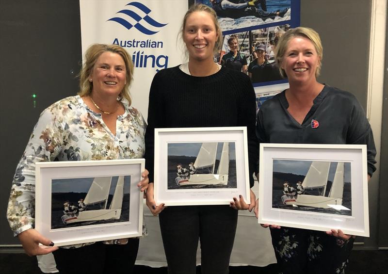 Second Place Jacinta Cooper, Chloe Abel and Jill Abel (Absent Milly Watchorn) - 2021 Combined Clubs Women's Keelboat Regatta photo copyright Jane Austin taken at Derwent Sailing Squadron and featuring the IRC class