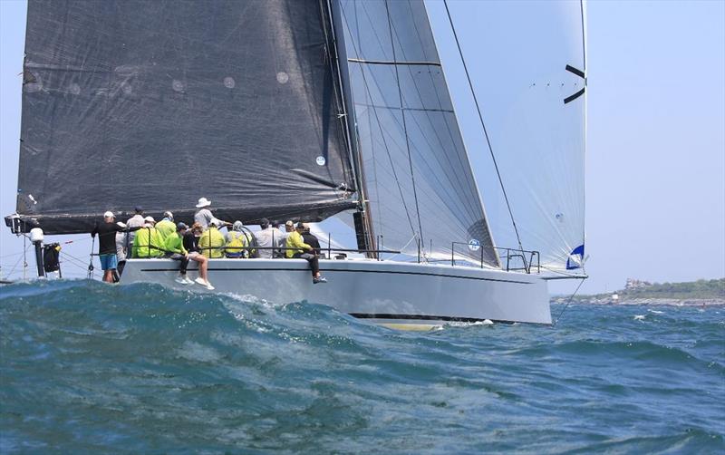 Prospector, a Mills 68 owned and sailed by Shelter Island Transatlantic Partners, enters Narragansett Bay near the finish line at Castle Hill Lighthouse. Prospector posted the fastest elapsed time for the Annapolis-to-Newport Race photo copyright Will Keyworth taken at Annapolis Yacht Club and featuring the IRC class