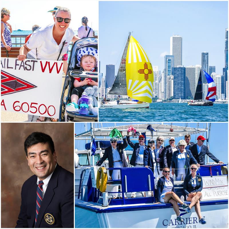 Spectators can cheer on their favorite boats from Navy Pier on Saturday at Parade of Boats; Chicago Mac race boats against the Chicago skyline; Chicago YC's Race Committee in 2019; Race Chair Martin Sandoval, who will also compete in the event  - photo © Chicago Yacht Club