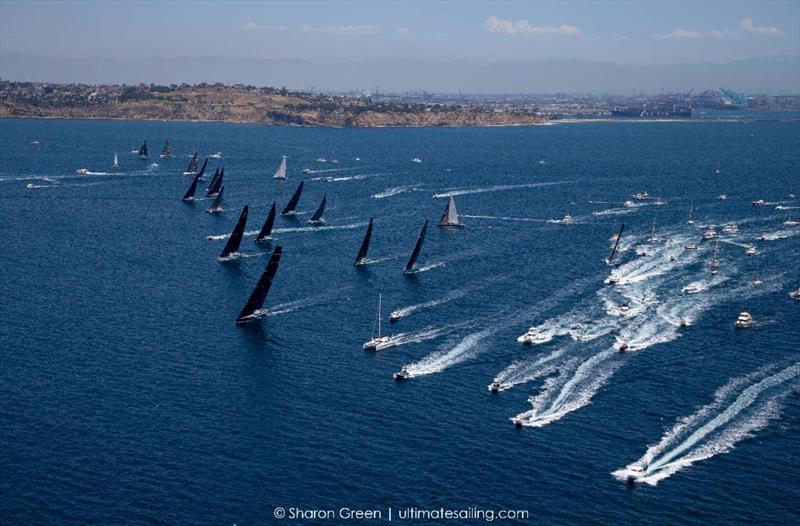 Huge spectator fleet at today's third and final start of 51st Transpac photo copyright Sharon Green / Ultimate Sailing taken at Transpacific Yacht Club and featuring the IRC class