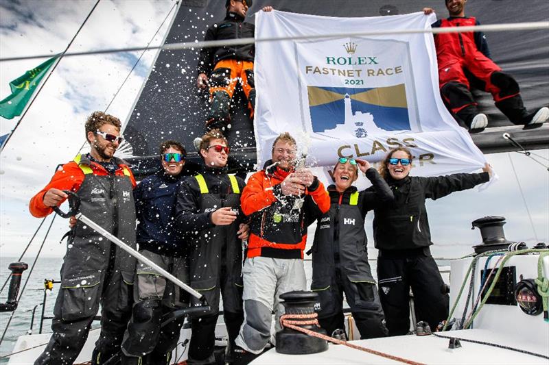 In the Sunrise crew was Kneen, professional Dave Swete, plus Thomas Cheney, Angus Gray-Stephens, George Kennedy, Suzy Peters and Tor Tomlinson - Rolex Fastnet Race photo copyright Paul Wyeth / www.pwpictures.com taken at Royal Ocean Racing Club and featuring the IRC class