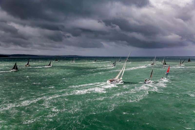 Strong winds from the south west and a building sea state made for a dramatic opening few hours as yachts battle out of The Solent - photo © Carlo Borlenghi