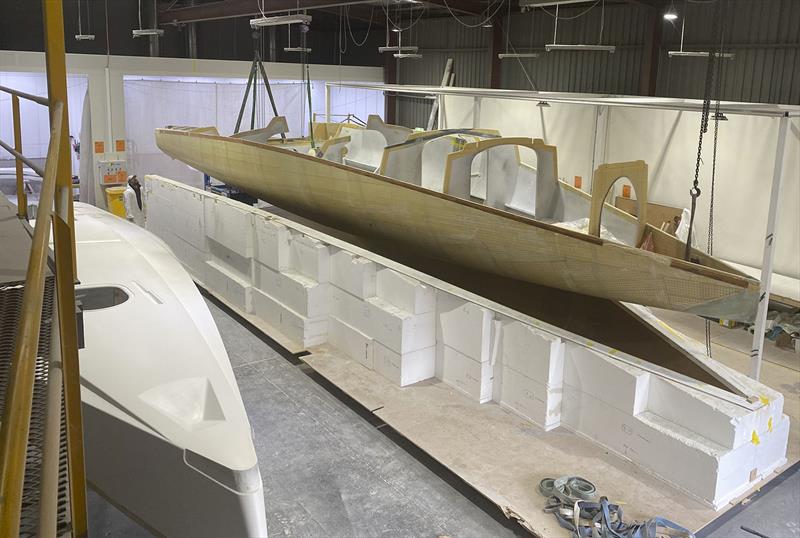 Hull form revealed of the new Scarlet Runner photo copyright Composites Constructions taken at  and featuring the IRC class