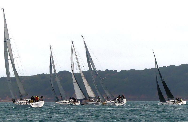 Class 1 start in the Rossborough Round the Island Race photo copyright William Harris taken at Royal Channel Islands Yacht Club and featuring the IRC class