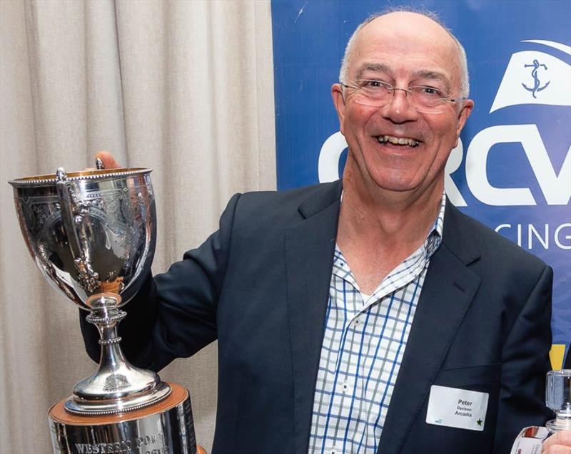 Peter Davidson receiving the ORCV Club Champion trophy photo copyright Ocean Racing Club of Victoria taken at Ocean Racing Club of Victoria and featuring the IRC class