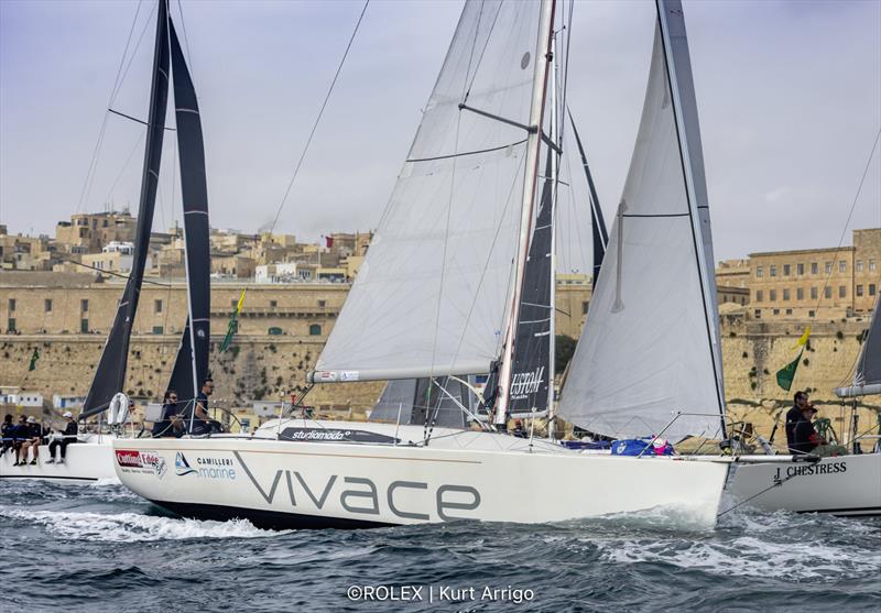 Vivace during the 2021 Rolex Middle Sea Race photo copyright Kurt Arrigo / Rolex taken at Royal Malta Yacht Club and featuring the IRC class